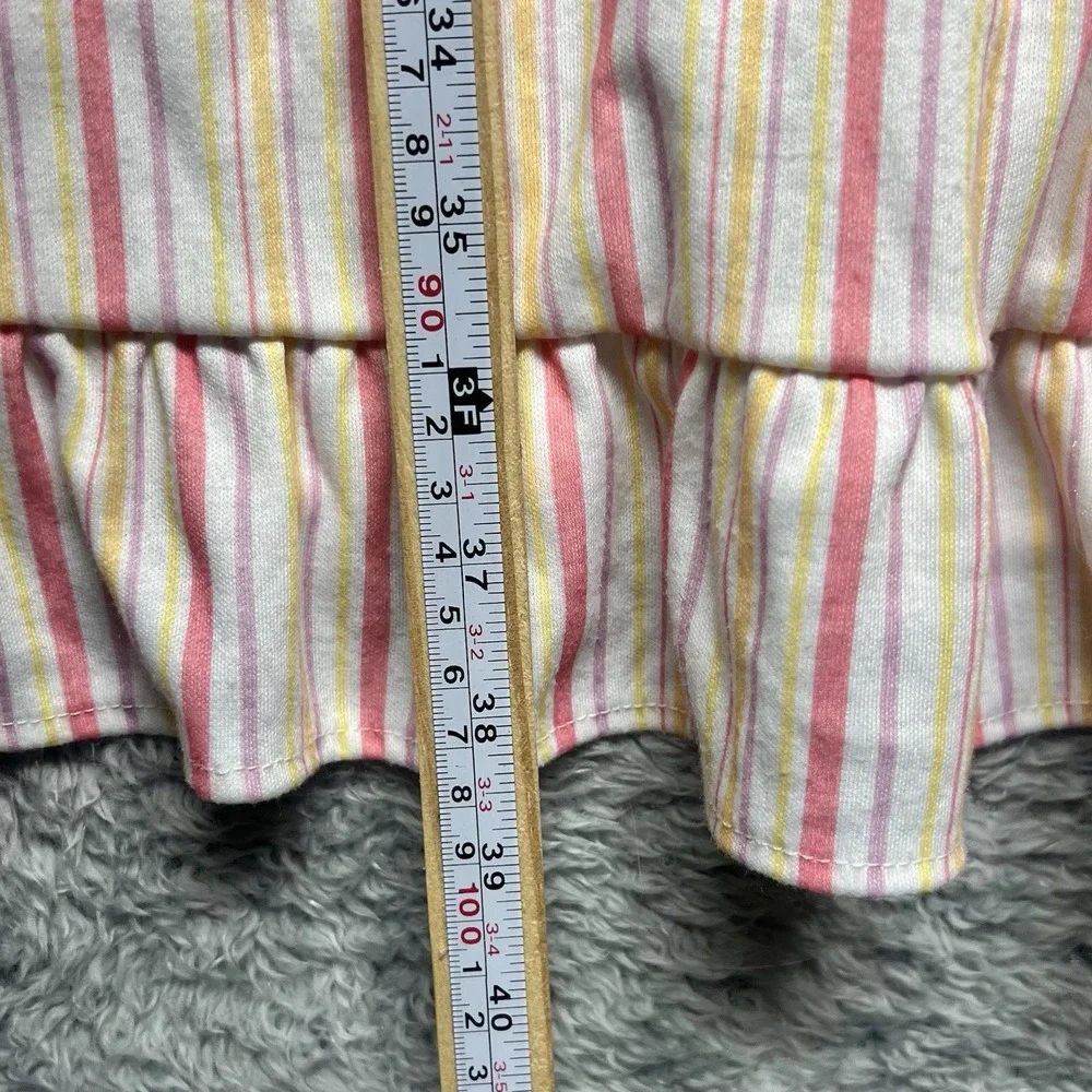 American Girl Nightgown Girls Medium Pink Striped Ruffles Placket Bodice Retired